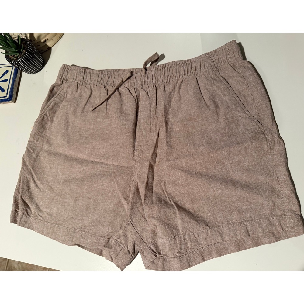 Old Navy Mens Tan Linen Blend Jogger Shorts Elastic Drawstring Waist Size L